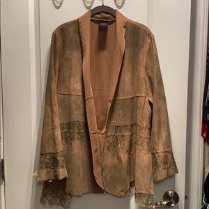 Vocal Tawny Brown Vegan Suede Lace Festival Jacket